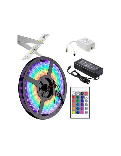 TIRA LED 5050 RGB CON FUENTE Y CONTROL (5 mts)