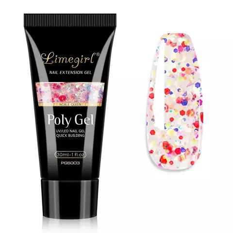 Limegirl – Gel de Extensão de Unhas Glitter UV 30ml | Brilho Intenso, Fixação Duradoura e Efeito Profissional