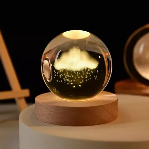 Globo de Cristal 3D de 6cm com Luz Noturna – Universo em Suas Mãos!