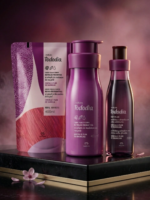 Kit Natura Tododia Ameixa e Flor de Baunilha – Hidratante Corporal + Refil + Body Splash
