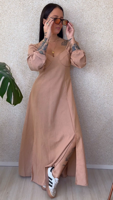 VESTIDO CAMPONESA LINHO