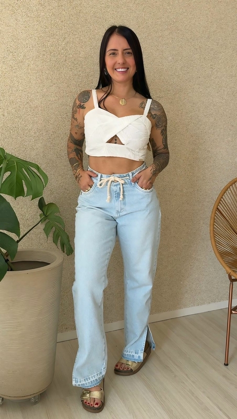 CALÇA JEANS RETA COM CORDÃO IND. - comprar online