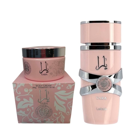 Kit Yara Hidratante Isabelle La Belle e Perfume Árabe Lattafa Yara Rosa Original 100ml - Perfume Feminino