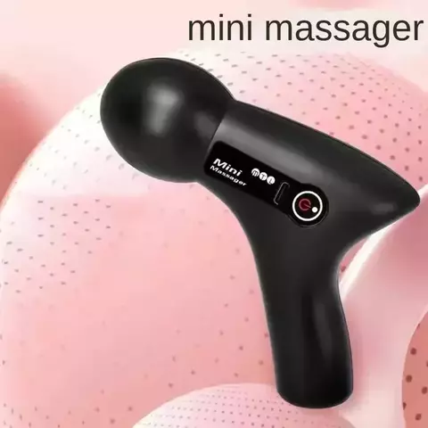 Mini pistola de massagem com tela LCD, massageador muscular elétrico portátil,