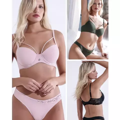 *SEXY LALI* 2064 Conjunto taza soft sin relleno de microfibra y puntilla less (2064SE) - comprar online