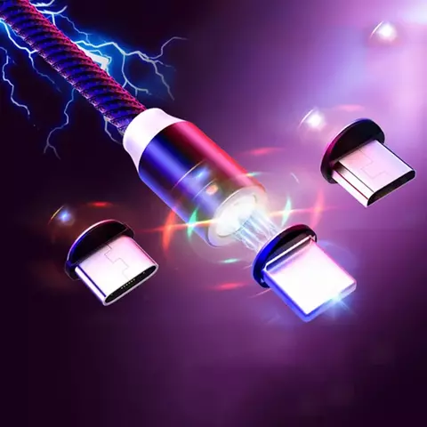 cabo usb para iphone samsung android carregamento rápido 3 em 1 magnético micro