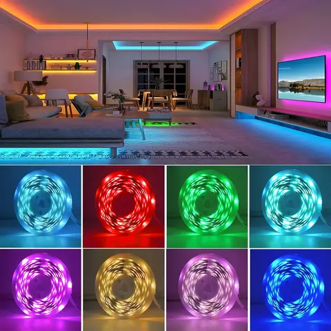 Luzes de tira led rgb 5m 10m 20m 30m luz da sala led com controle app fita flexível luces fita led para decoração do quarto