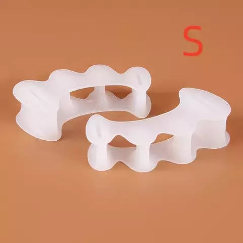 Separador de dedos do pé de silicone duro, 2 peças = 1 par, 3 furos, hálux va