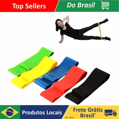 Kit com 5 faixas elásticas Thera Mini Band Fisioterapia Multifuncional Crossfit