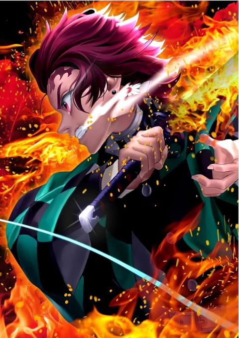 Caderno Universitário Personalizado / Capa Dura - Anime Demon Slayer / Tanjiro Kamado - Respiração do Fogo