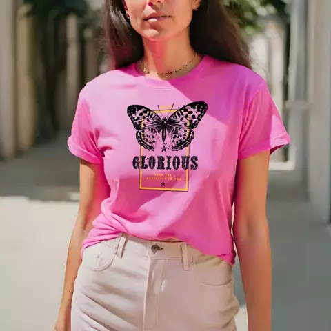Camiseta Feminina GuGi Borboleta Glorious Estampada 100% Algodão