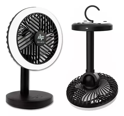 Mini Ventilador De Mesa Recarregável Com Led SH-2875