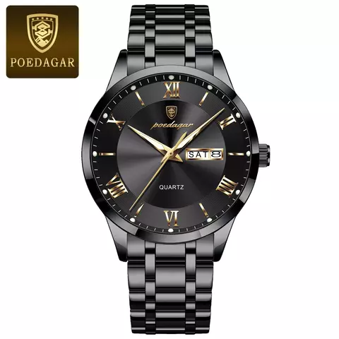 Relógio Masculino POEDAGAR Luxo Aço Inoxidável - Quartzo à Prova D’Água Pulseira 25cm - comprar online