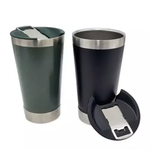 Copo Térmico 473ml Com Tampa e Abridor Inox para Quente e Gelado - comprar online