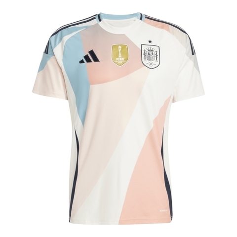 Camisa Seleção Espanha Eurocopa II 25/26 - Torcedor Adidas Masculina - Branca com detalhes em rosa e azul