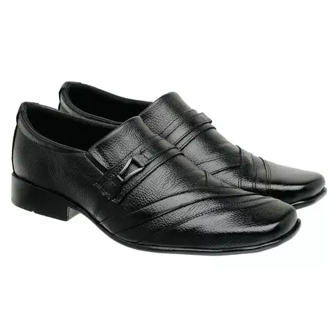 Sapato Social Leve Couro Masculino Confortável Preto Casual
