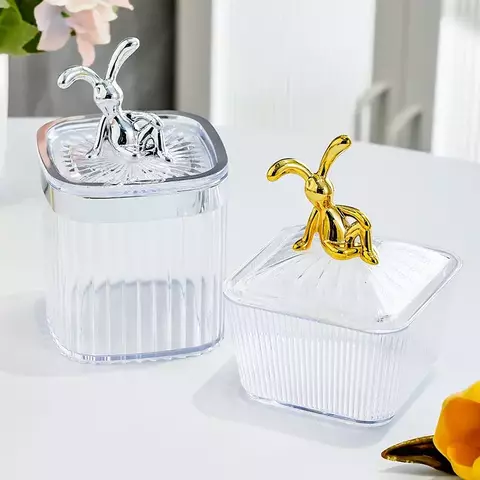 Estátua dupla de coelho para decoração