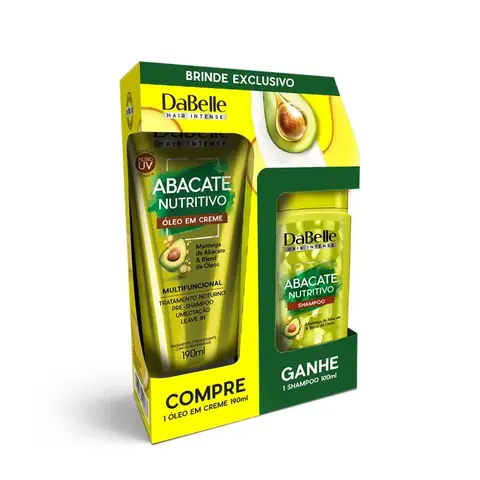 Kit Óleo em Creme 190ml + Shampoo 100ml Dabelle Abacate Nutritivo