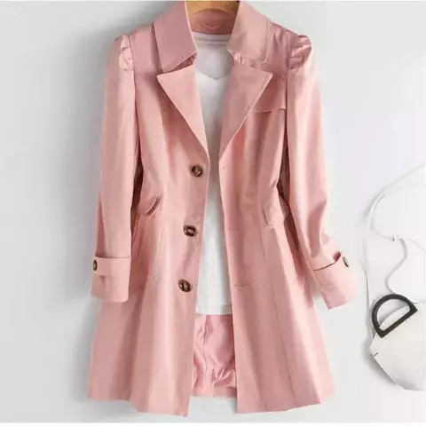 2024 nova primavera outono trench coat com forro ol senhoras casacos elegante fi