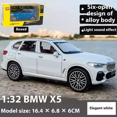 1:32 bmw x5 suv liga carro diecast modelo som &amp; luz puxado para trás carro