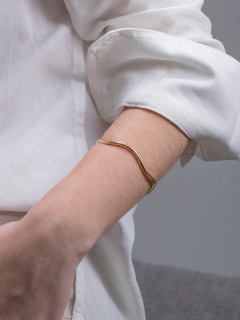 Bracelete Tubo Ondulado banho ouro 18K
