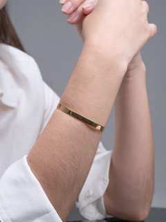 Bracelete Liso Largo Banho Ouro 18K