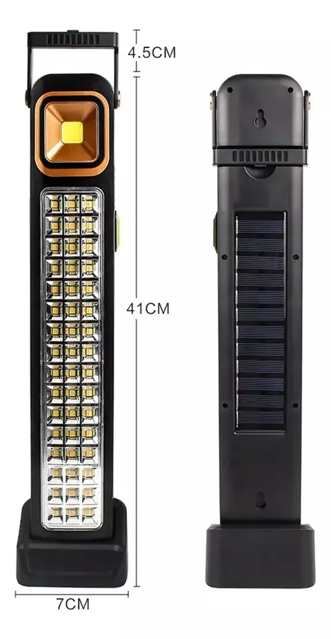 Luz de Emergencia Solar 48 LED – Recargable con USB y Panel Solar