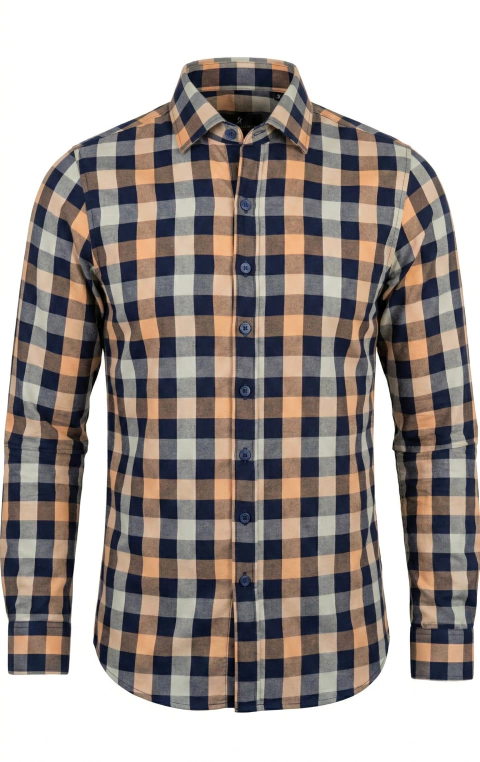 Camisa De Cuadros Hombre Manga Larga Casual Elegante Cómoda
