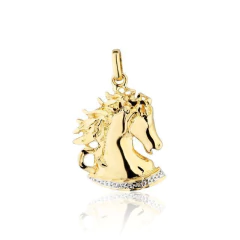pingente face cavalo em ouro 18k