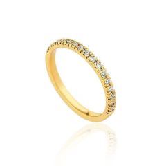 meia aliança com diamantes em ouro 18k
