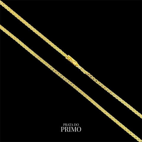 Corrente Cadeado Duplo 2,5 mm - Banhado a Ouro 18k