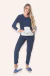 Pijama Feminino Manga Longa Kanguru Marinho