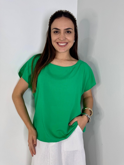 BLUSA BÁSICA - VISCOLINHO - VERDE ESCURO