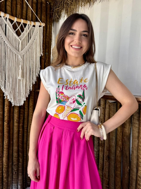 T-SHIRT REGATA - ALGODÃO - ESTATE ITALIANA - BRANCA