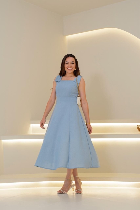 VESTIDO BEATRIZ - LINHO - AZUL CLARO