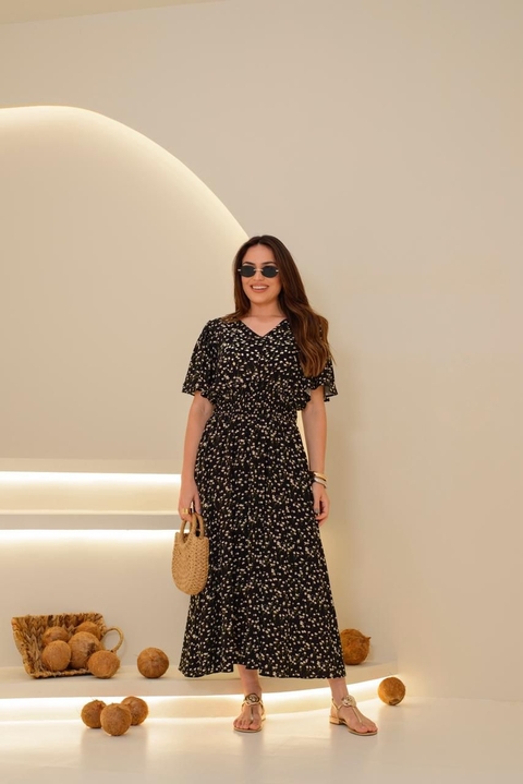 VESTIDO JÚLIA - VISCOLINHO - LIBERTY PRETO