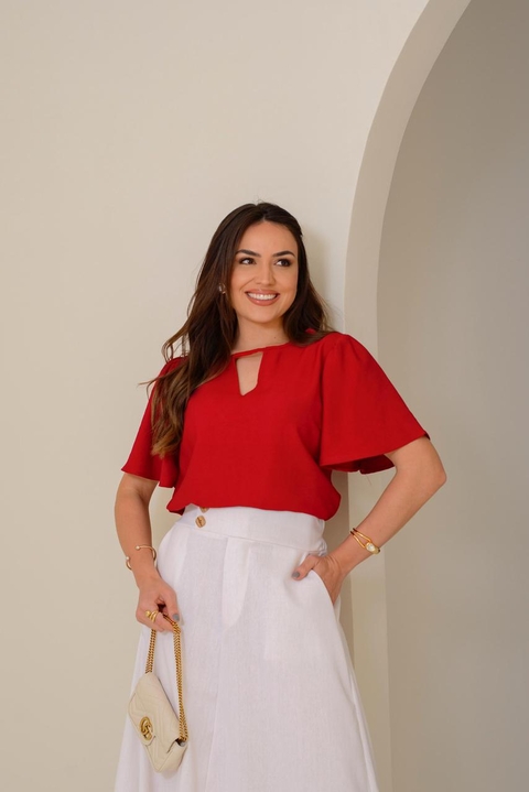 BLUSA ESTELA - ALFAIATARIA - VERMELHA
