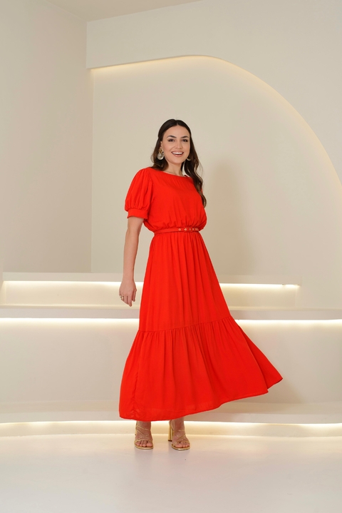 VESTIDO MARIANA - VISCOLINHO - VERMELHO
