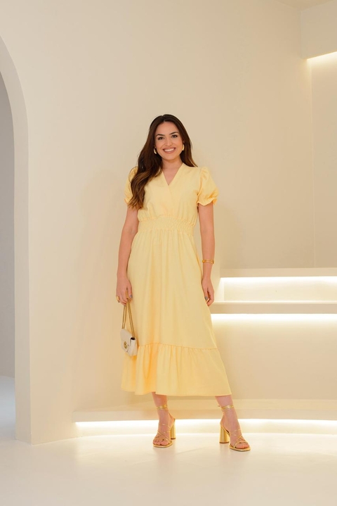 VESTIDO PÉROLA - ALFAIATARIA - AMARELO