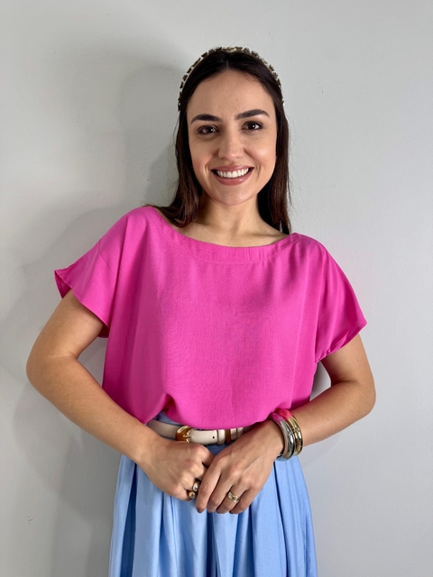 BLUSA BÁSICA - VISCOLINHO - ROSA CLARO