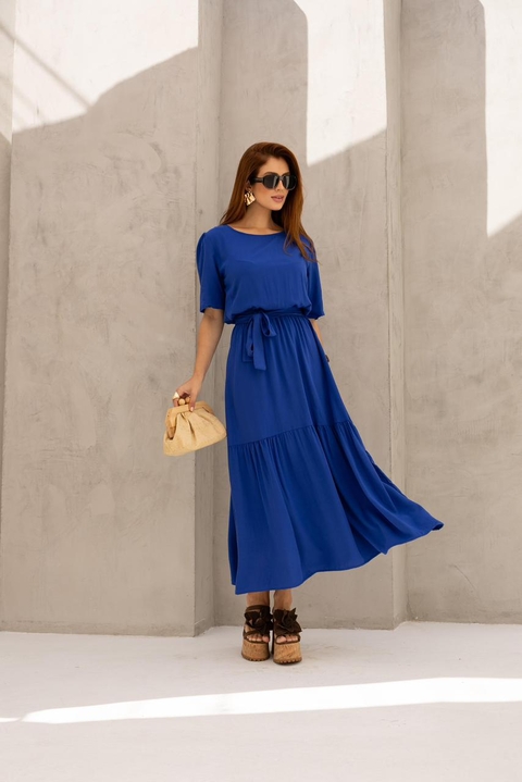 VESTIDO ANGÉLICA - VISCOLINHO - AZUL ROYAL