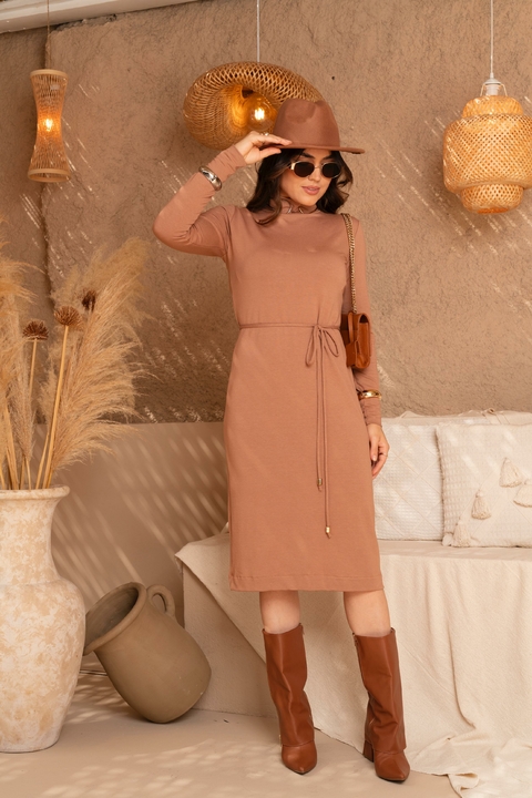 VESTIDO NAIANE - MOLETINHO - MOCHA MOUSSE