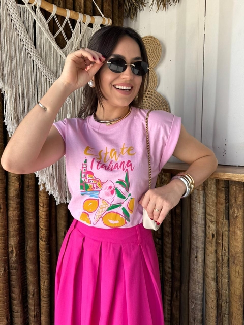 T-SHIRT REGATA - ALGODÃO - ESTATE ITALIANA - ROSA