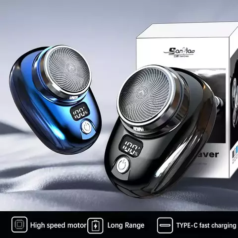 Mini barbeador elétrico para homens, veículo montado barbeador, display digital