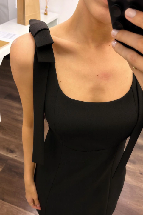 Vestido Alfaiataria Laço ombro Danda - Luaruana