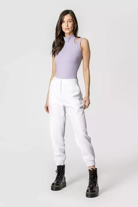 Calça jogging em crepe - Off White - comprar online