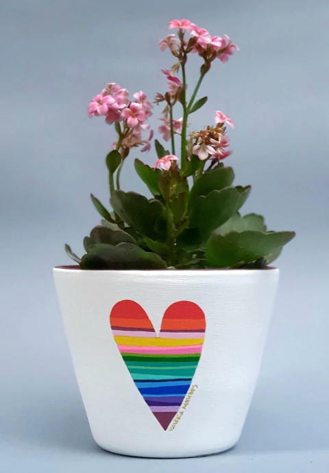 Vaso Pequeno Coração Listrado - comprar online