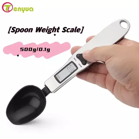Balança de cozinha digital lcd portátil, precisa, 500g/0.1g, colher de medição eletrônica, balança de peso, grama, cozinha, laboratório