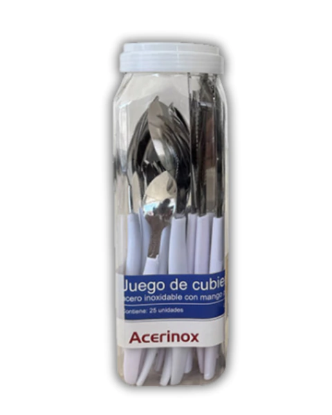 Juego De Cubiertos Acerinox 24 Piezas Tubo Blanco - A7100 - comprar online