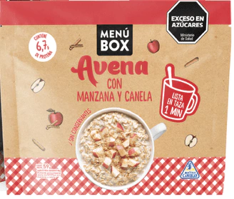 AVENA SOBRE LISTA CON MANZANA Y CANELA X 64GR MENU BOX